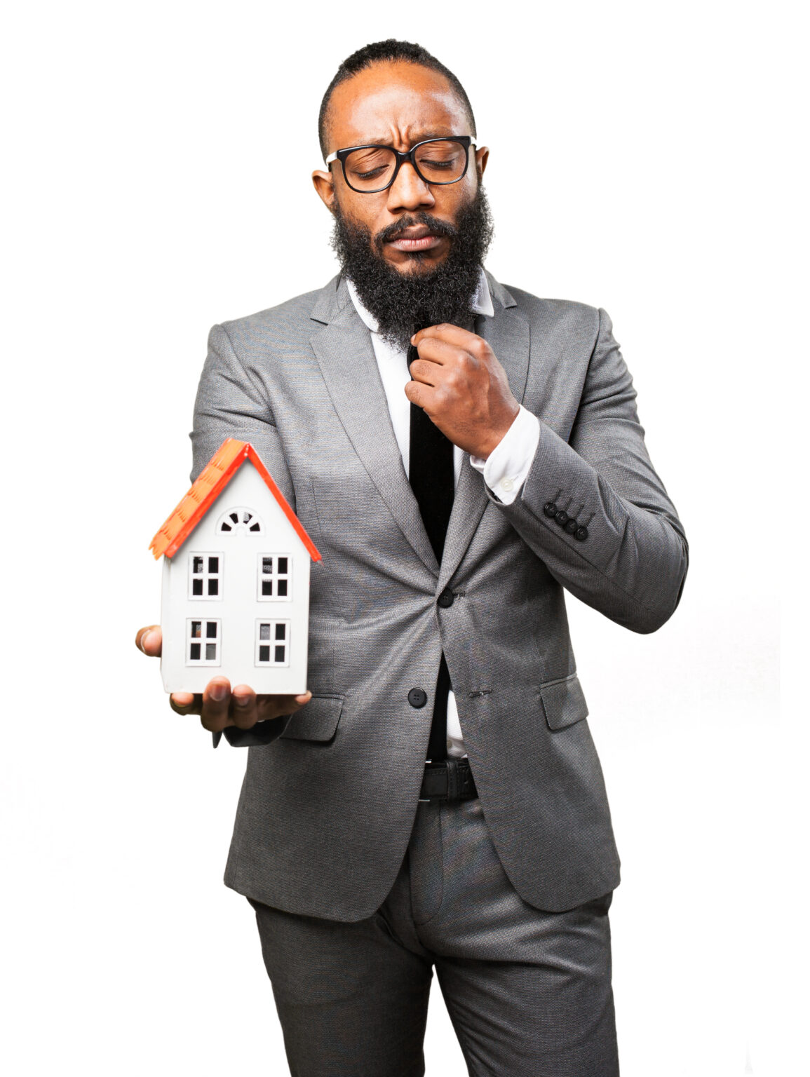 business black man holding a house
