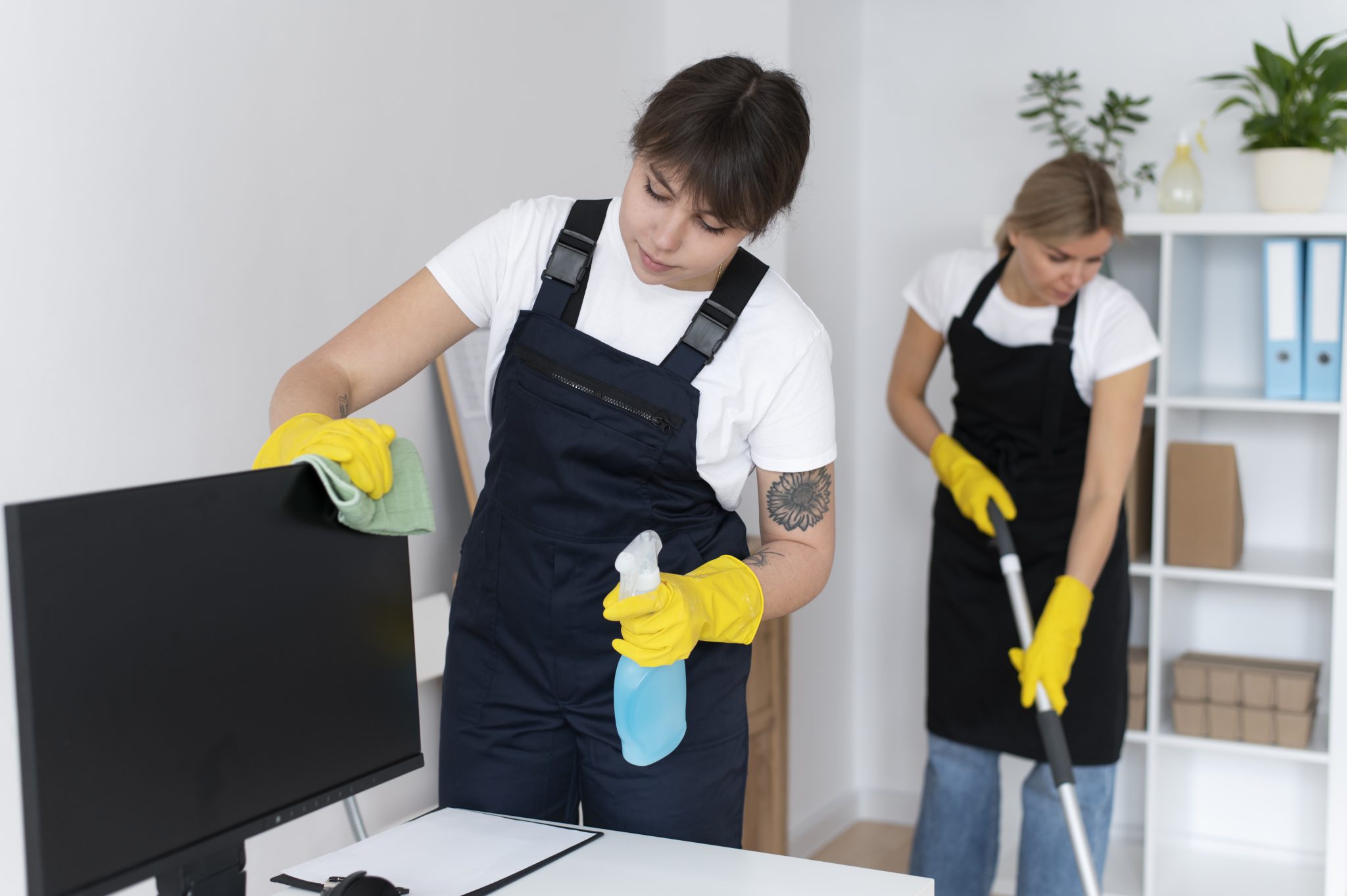people taking care office cleaning